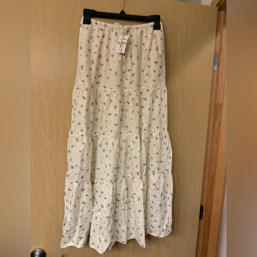 Haven Tiered Maxi Skirt in Esme Ditsy Blue Crush